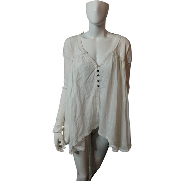 We The Free Women's XSmall Lyrical Tunic Henley Boho Oversized Asymmetrical - Picture 10 of 16